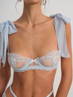 NWT For Love & Lemons Blair Bow Balconette Bra Size 36D
